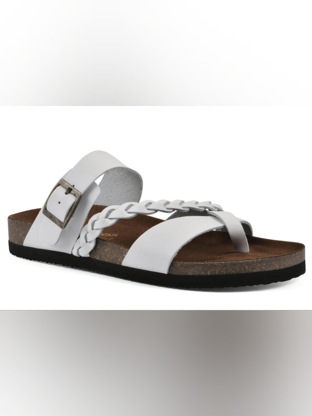 White Mountain Hazy white leather footbed sandals Women's Size 11